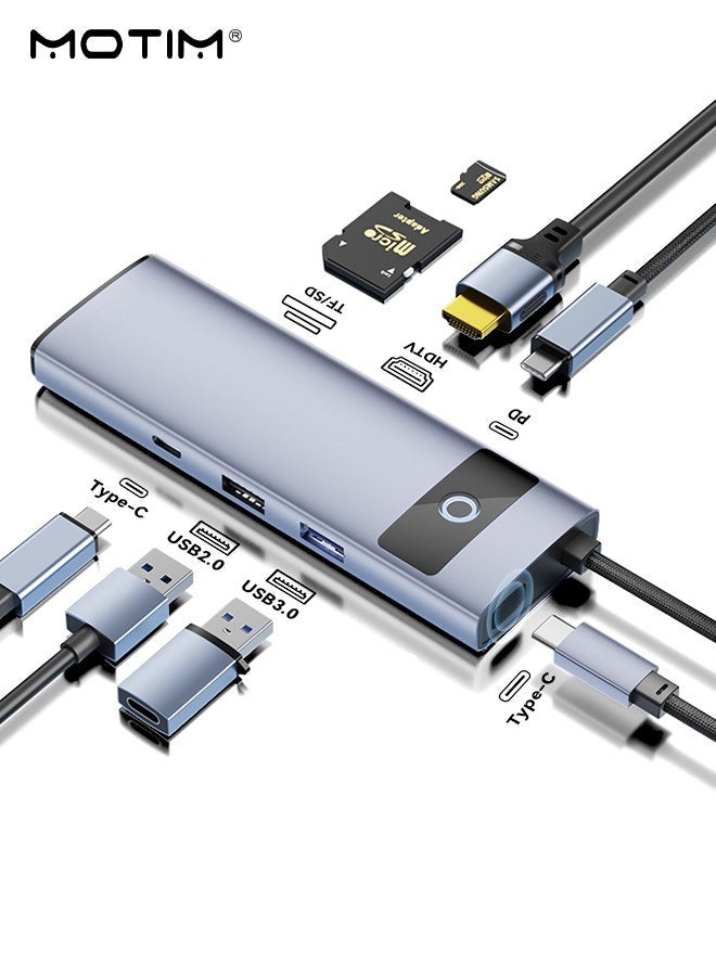 موتيم محطة إرساء USB-C 7 في 1، محطة إرساء لنقل البيانات بسرعة 3.0 5 جيجابت في الثانية، 100 واط PD، محطة إرساء متعددة الوظائف من النوع C للكمبيوتر المحمول لأجهزة Windows/MacBook Pro/Air وSurface وMateBook وXPS وThinkpad وHP - Image 1
